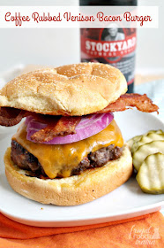 This juicy & flavorful Coffee Rubbed Venison Bacon Burger is sure to quickly become your new go-to burger recipe this summer.