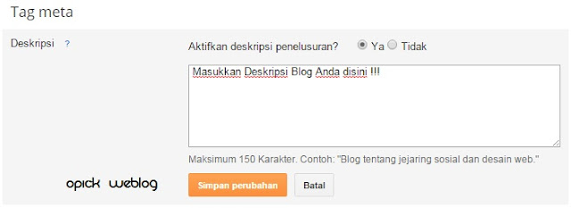 Cara Menambahkan Deskripsi Pada Homepage