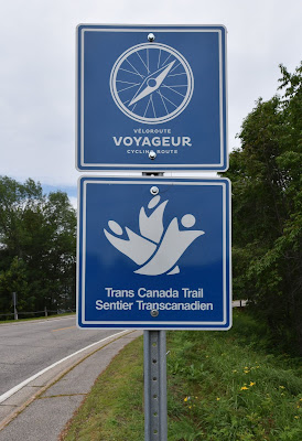 Voyageur Cycling Route and Trans Canada Trail sign Ontario.