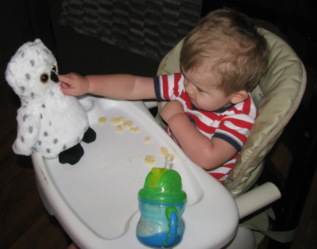 Sharing with his owl