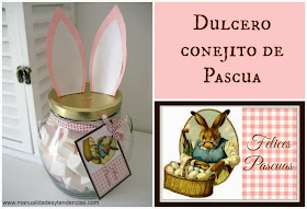 DIY Dulcero con orejas de conejo de Pascua / Easter bunny jar