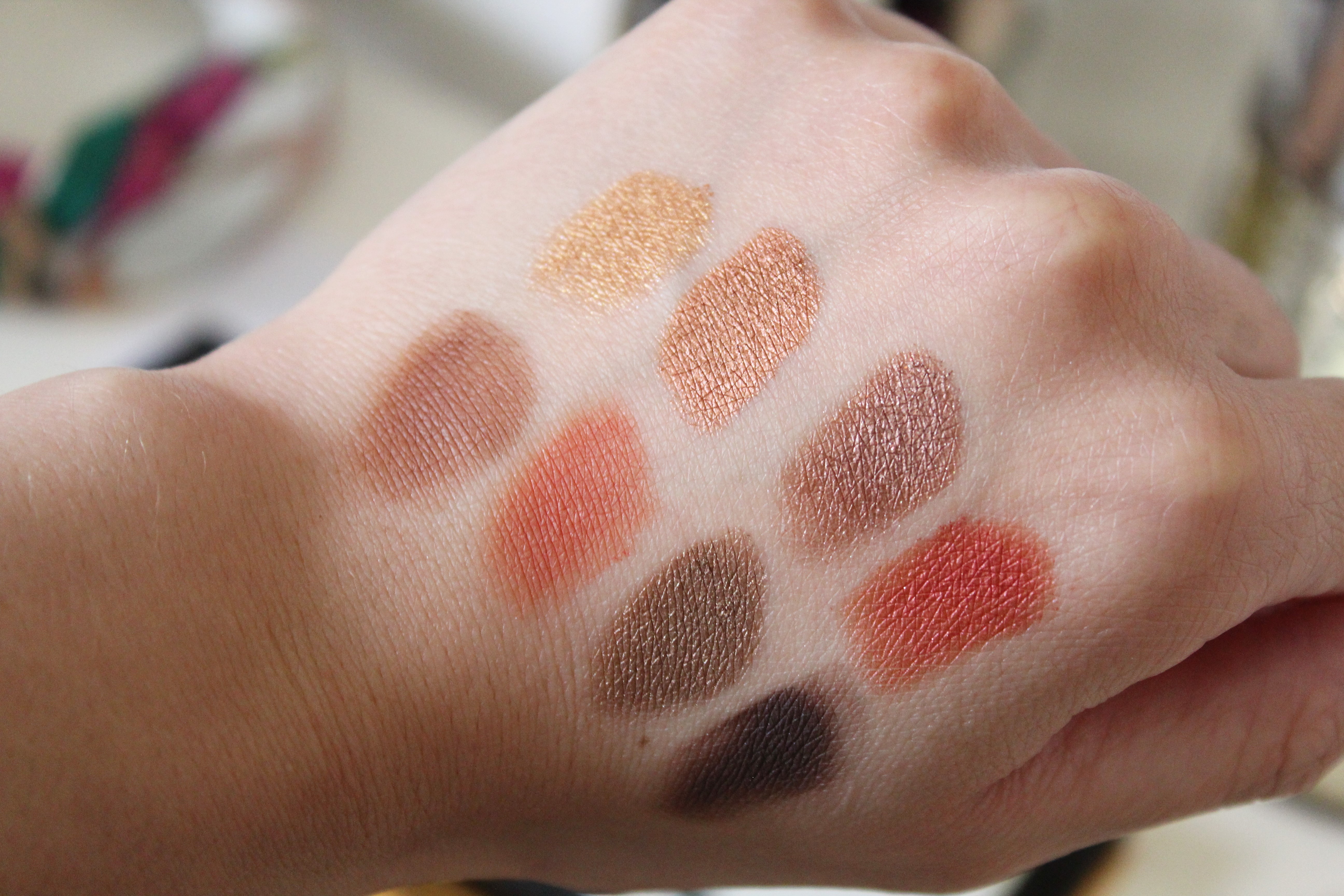 Swatchs fards partie droite palette Caramel Nudes