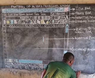  Viral photos of diligent teacher who drew everything about Computer on the board for his pupils because there are none in the school!