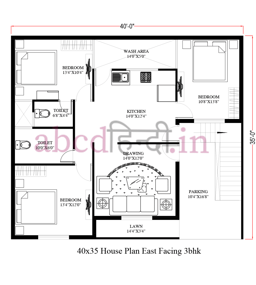 40x35 house plans east facing