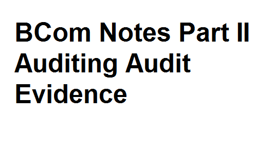 BCom Notes Part II Auditing Audit Evidence