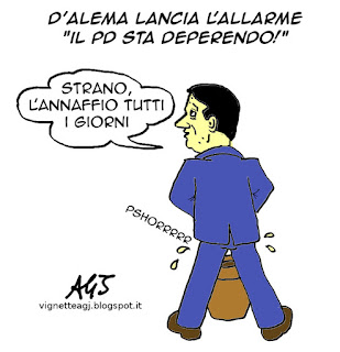 D'Alema, Renzi, PD, vignetta satira