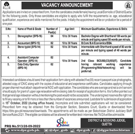 District and Sessions Courts Govt Jobs 2022