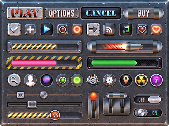 A selection of game button assets