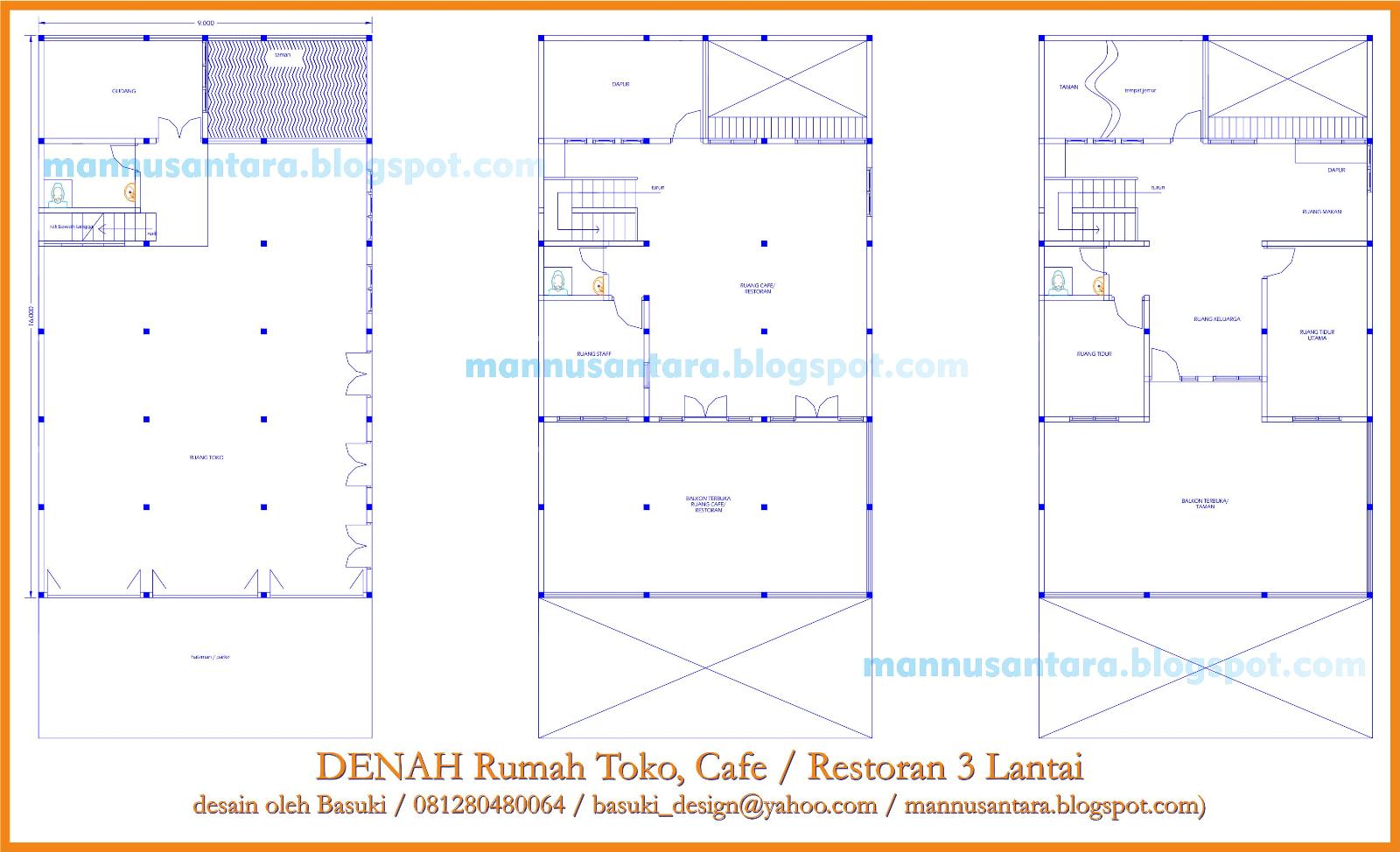 ManNusantara Design Indonesia Desain Ruko 3 Lantai  