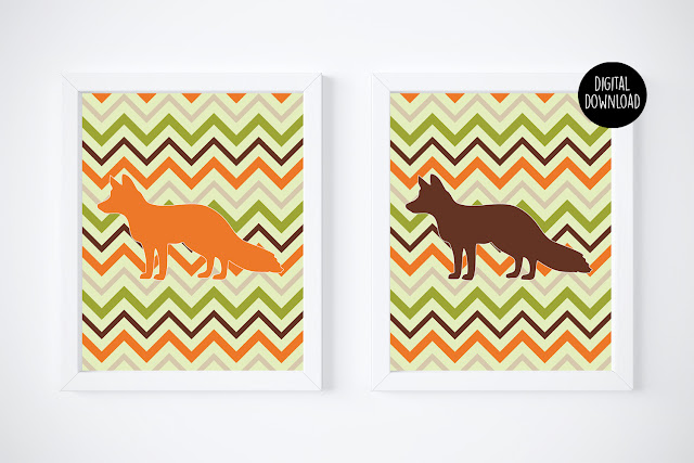 fox fall chevron printable art