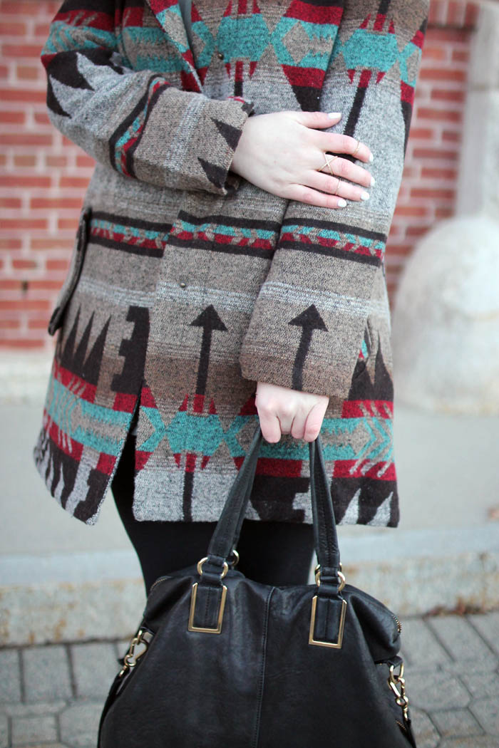 boston blogger, charlestown navy yard, boston style blog, bb dakota tribal jacket, faux fur hood