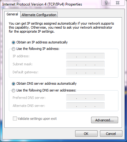 Setting obtain IP pada PC agar bisa menerima IP dhcp