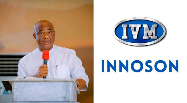 Alt: = "Imo State Governor Hope Uzodimma and Innoson Vehicles logo"