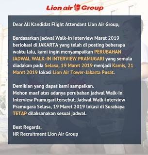 Lowongan Kerja Lion Air Group Tahun 2019