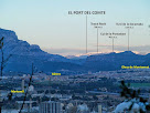 Panoràmica de les Serres del Cul de la Portadora i el Tossal Rodó amb el Port del Comte al seu darrere, des del camí de la Serra de Les Torretes