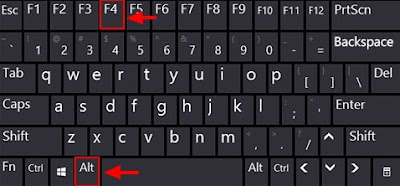 tekan alt+f4 pada keyboard laptop