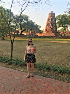 We walked around the ruins in Ayutthaya, Thailand.