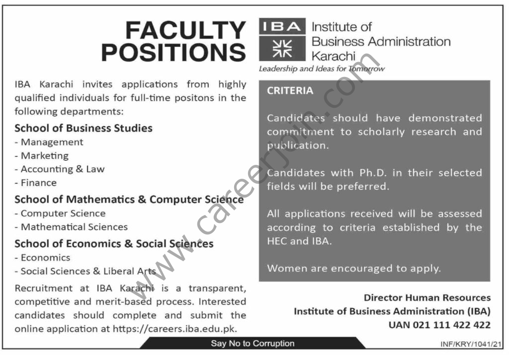Institute of Business Administration IBA Jobs April 2021