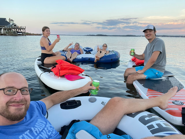 Me, Nana, Dad, Andy, Elizabeth at the lake on our floats/paddle board.