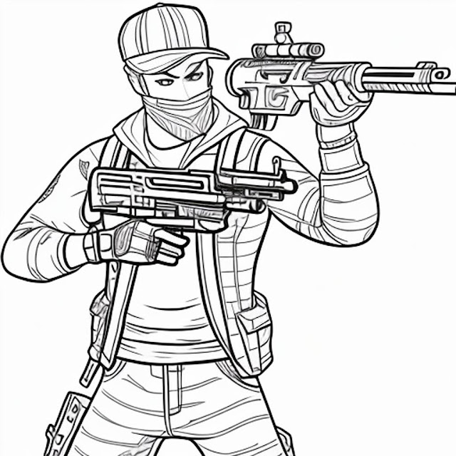 Fortnite, Coloring Pages, Assault Rifle, Weapons, Free, Printable