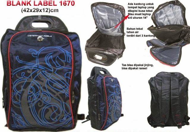 Tas Ransel Laptop Cowok Murah Blank Label 1670