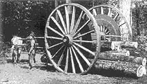 Big Wheel transporting lumber