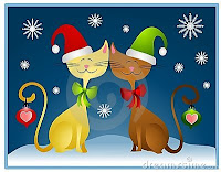 cartoon christmas cats wallpaper