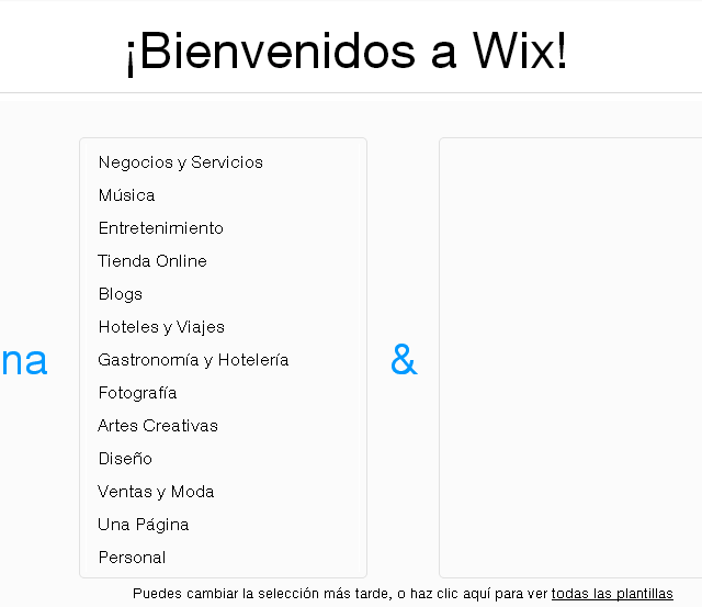 Nueva forma de páginas Web Wix