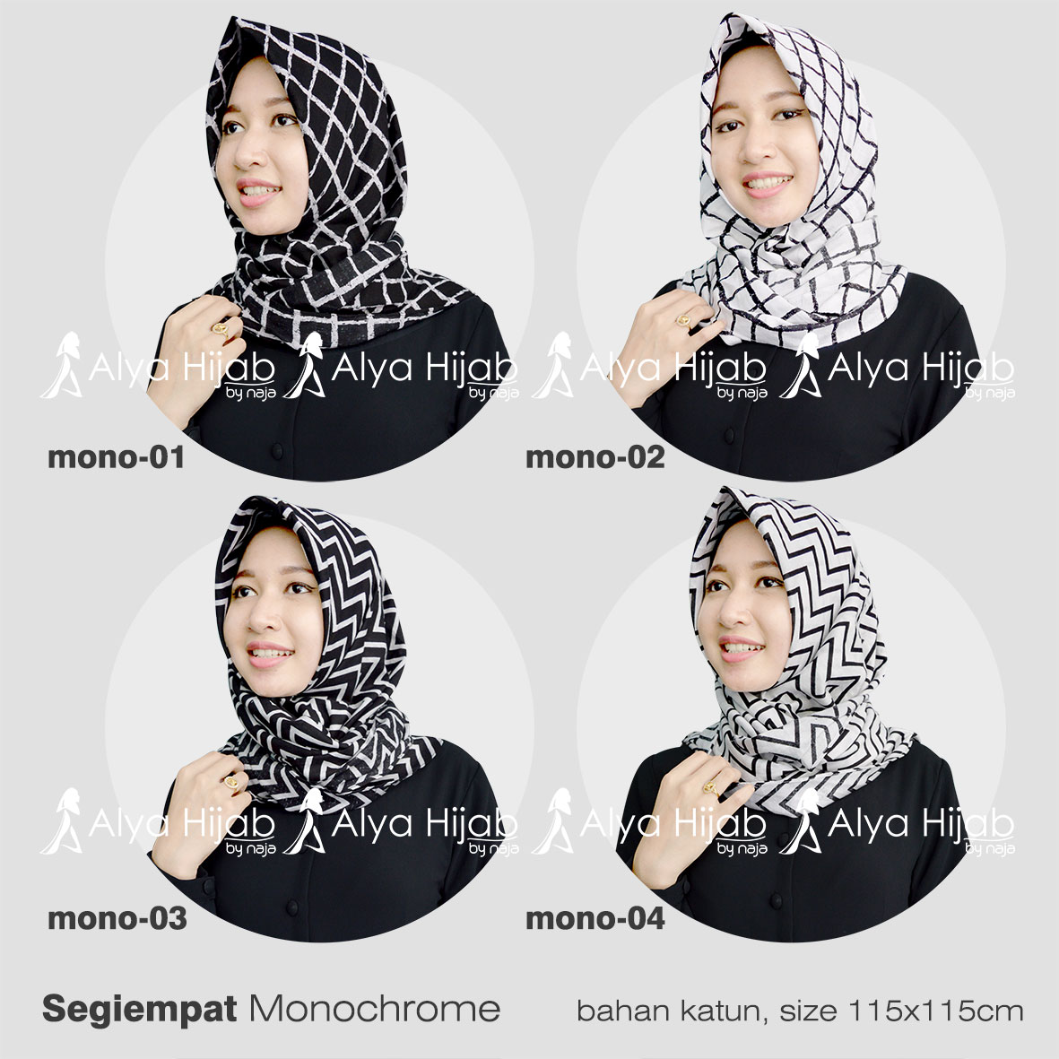 90 Gambar Terbaru Tutorial Hijab Segi Empat Monocrom Untuk Lebaran