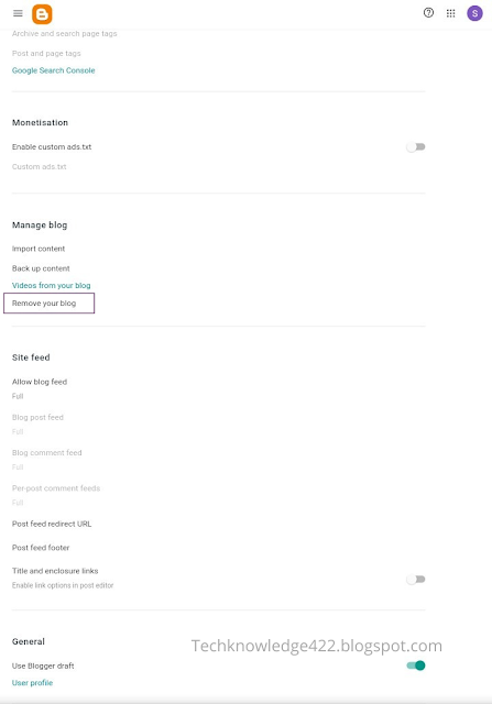 Step #4: Click on Remove your blog