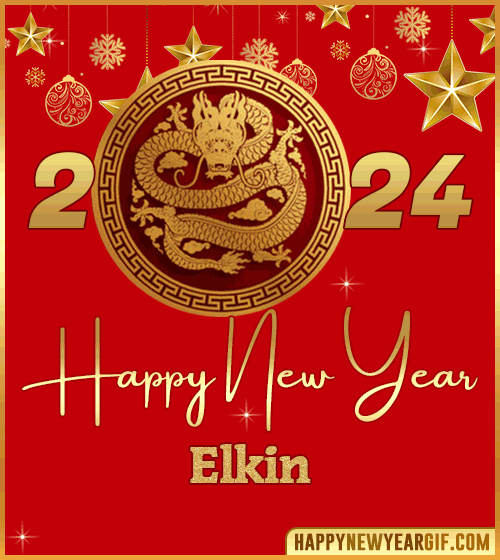 Happy New Year 2024 gif wishes Dragon Elkin