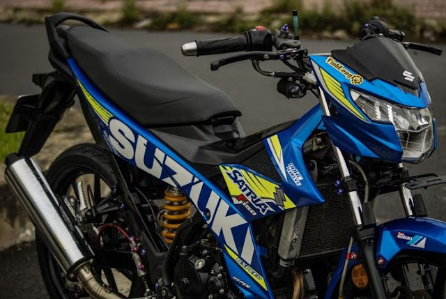 Modifikasi Sektor Mesin - Modifikasi Satria F150 Biru Minimalis Pelek Palang 10 Mejeng