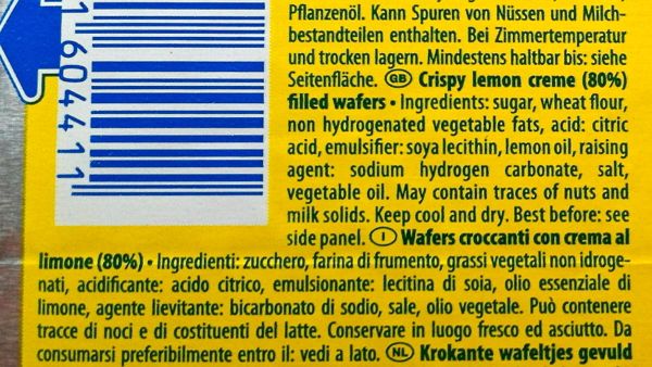 Manner Lemon Wafers Ingredients suitable for vegans