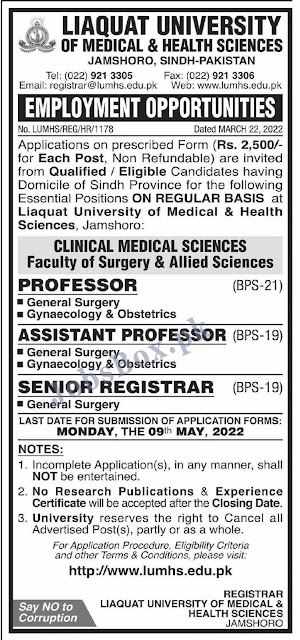 liaquat-university-of-medical-health-science-lumhs-jobs-2022