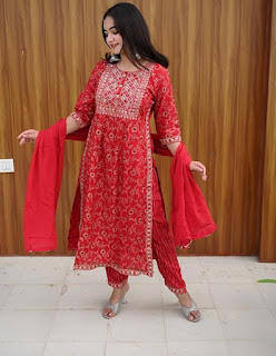 Red embroidered dress