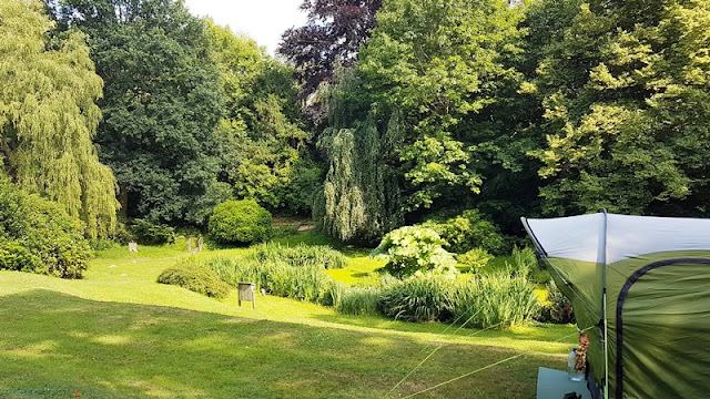 Tent and terraced garden