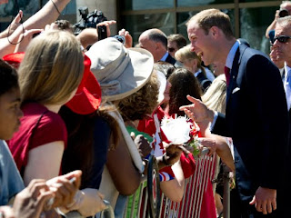 Prince William speaks to the crowd following a citizenship ceremony Friday, July 1, 2011, in Gatineau, Canada