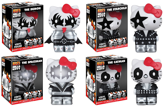 Kiss x Hello Kitty Vinyl Figures by Funko - The Demon, The Starchild, The Spaceman & The Catman