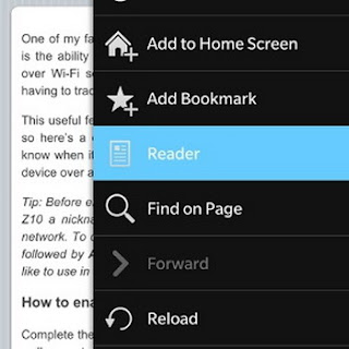 Reader Mode di Browser BlackBerry 10