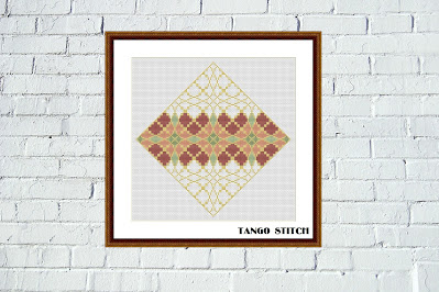 Rose gold cross stitch ornament embroidery design - Tango Stitch