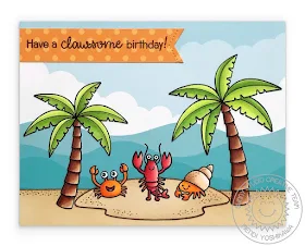 Sunny Studio Stamps: Best Fishes Have A Clawsome Birthday Lobster & Crab Card