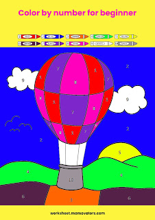 color by number, hot air balloon color by number, free printable color by number,  hot air balloon color by number preschool, free printable color by number, color by number worksheets, coloring activity @momovators