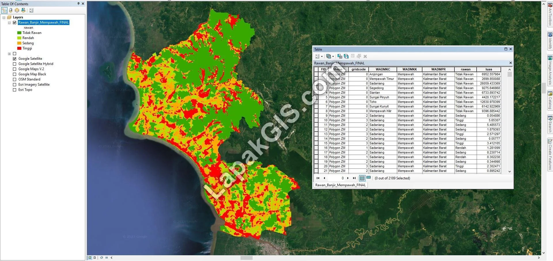 Shapefile Kawasan Rawan Bahaya Banjir
