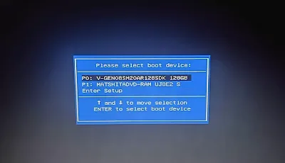 please select boot device