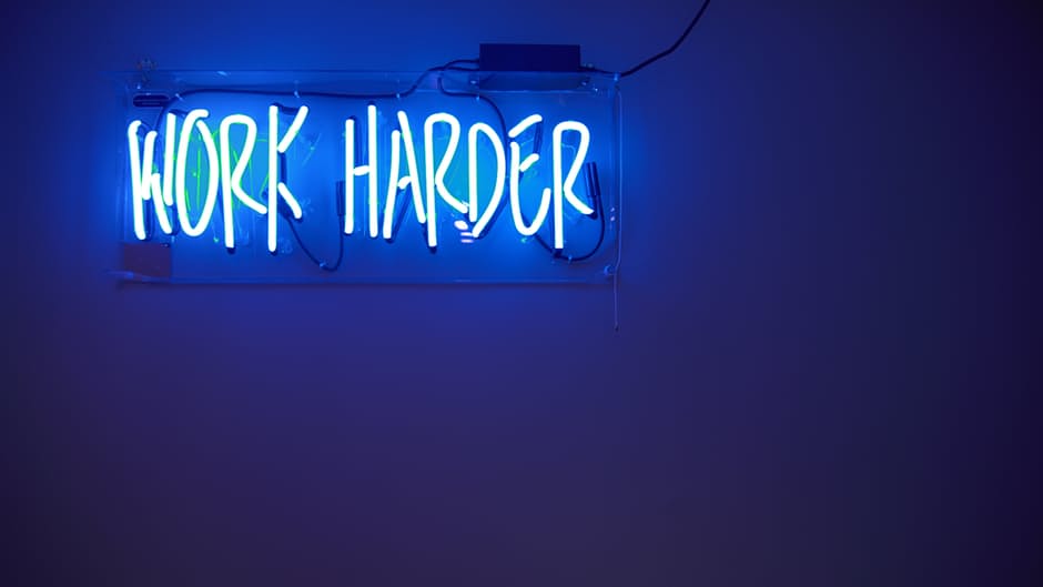 Blue Work Harder Neon Sign Blue Work Harder Neon Sign