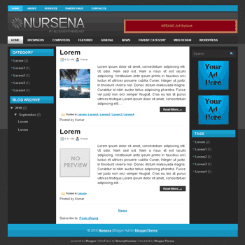 Nursena blogger template convert wordpress theme to blogger template with image slideshow blogger template and 3 column template