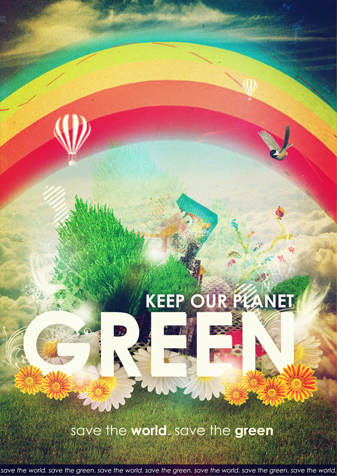 15 Contoh Gambar Desain Poster Lingkungan "Go Green 