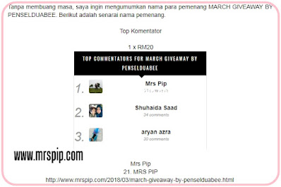 Menang March Giveaway by Penselduabee