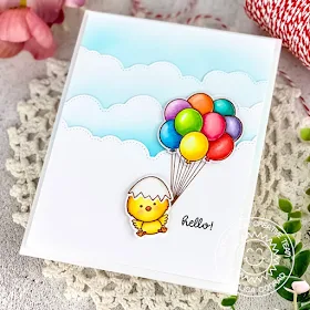 Sunny Studio Stamps: Floating By Chickie Baby Fluffy Cloud Border Dies Everyday Card by Angelica Conrad