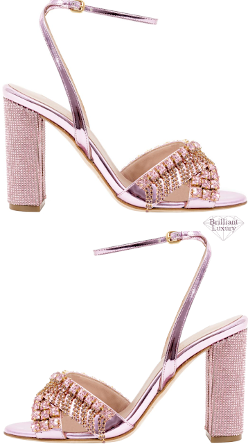 ♦Gedebe Alexine bejeweled ankle wrap sandals #gedebe #shoes #pink #brilliantluxury